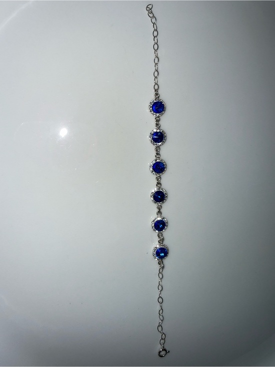 Source Unknown Jewelry - Silver .925 Bracelet with blue and white zircons